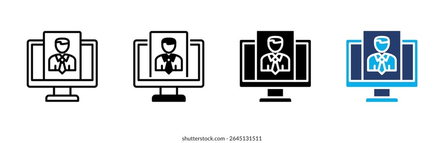 Telecommuting icon sheet multiple style collection