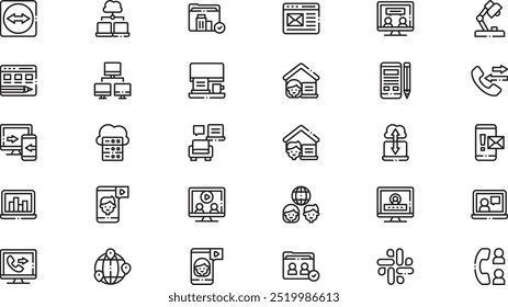 Telecommuting icons High-Quality Vector Icons Collection with Editable Stroke. Ideal for Professional and Creative Projects.