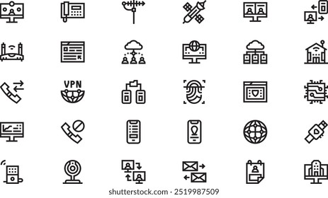 Telecommuting icons High-Quality Vector Icons Collection with Editable Stroke. Ideal for Professional and Creative Projects.