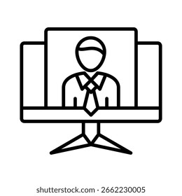 Telecommuting line icon vector illustration