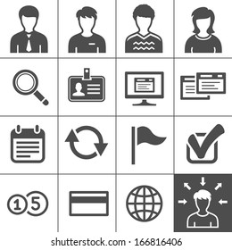 Telecommuting, remote work and telework icons. Outsourcing human resources management. Vector illustration. Simplus series