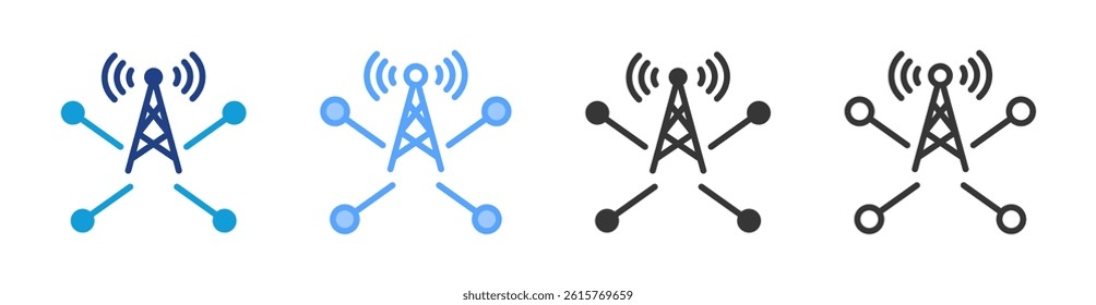 Telecomunication Network icon set multiple style collection