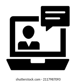 teleconference Icon. User interface Vector Illustration, As a Simple Vector Sign and Trendy Symbol in Line Art Style, for Design and Websites, or Mobile Apps,