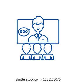 Teleconference line icon concept. Teleconference flat  vector symbol, sign, outline illustration.