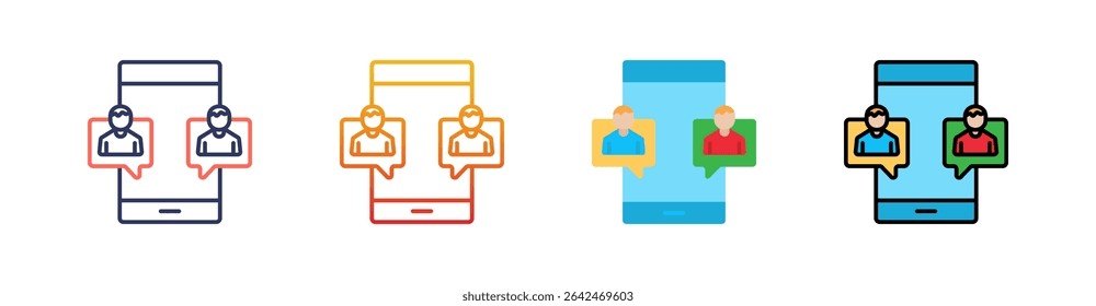 Teleconference Multi Style Icon Set Vector