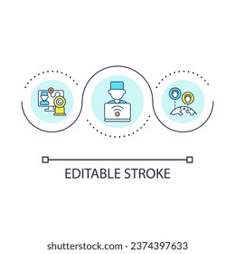 Telediagnosis loop concept icon. Remote medicine. Medical software. Online doctor. Health application abstract idea thin line illustration. Isolated outline drawing. Editable stroke. Arial font used