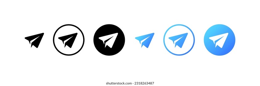 Telegram. Different styles, color, telegram social network, telegram messenger. Vector icons.