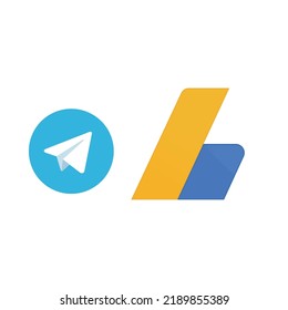 Telegram And Google AdSense Icon Vector.