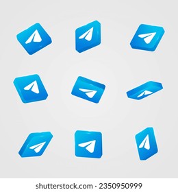 telegram icon, 3d telegram social network icon, telegram icon collection