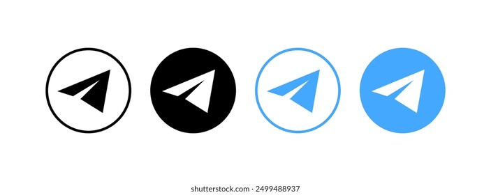 Telegram logo set icons. Linear, silhouette and flat style. Vector icons.