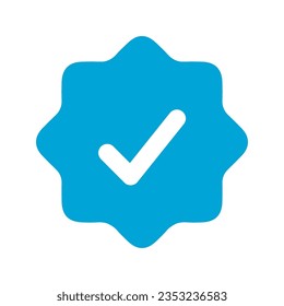 Telegram verified profile badge. Blue verified telegram account icon. Social media account verification icon. Blue check mark sign. Guaranteed safety person sign. Approved tick profile - vector