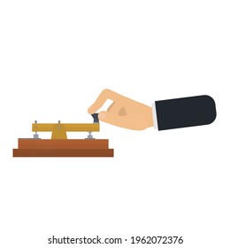 Telegraph key. Message transmission, vector illustration