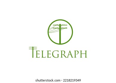 Telegraph pole logo design old technology telephone tower electric silhouette