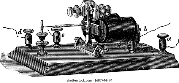 Telegraph Relay, vintage gravierte Illustration.