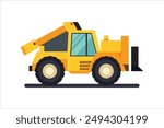 Telehandler Construction vehicle vector artwork illustration 