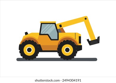 Telehandler Construction vehicle vector artwork illustration 