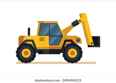 Telehandler Construction vehicle vector artwork illustration 