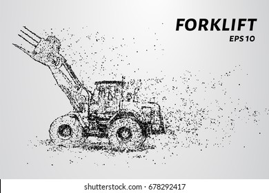 Telehandler Of The Particles. Telescopic Loader Consists Of Circles And Points