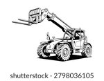 Telehandler Telescopic Forklift Construction Equipment Vector Illustration