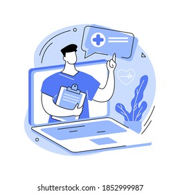 Telehealth abstract concept vector illustration. Virtual medical care, remote admission, doctor advice, telehealth appointment, coronavirus pandemic lockdown, social distancing abstract metaphor.