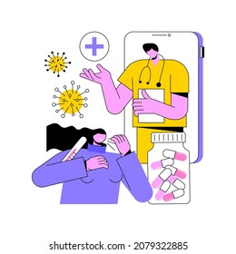 Telehealth abstract concept vector illustration. Virtual medical care, remote admission, doctor advice, telehealth appointment, coronavirus pandemic lockdown, social distancing abstract metaphor.