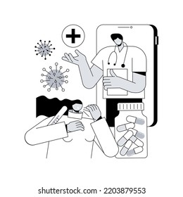 Telehealth abstract concept vector illustration. Virtual medical care, remote admission, doctor advice, telehealth appointment, coronavirus pandemic lockdown, social distancing abstract metaphor.