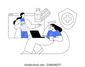 Telehealth abstract concept vector illustration. Virtual medical care, remote admission, doctor advice, telehealth appointment, coronavirus pandemic lockdown, social distancing abstract metaphor.