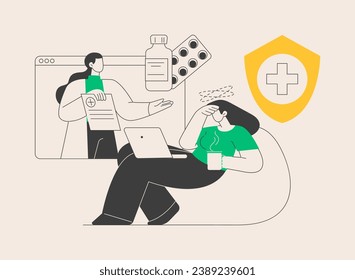 Ilustración de vector de concepto abstracto de telehealth. Atención médica virtual, admisión a distancia, asesoramiento médico, cita telefónica, bloqueo de la pandemia del coronavirus, metáfora abstracta de distanciamiento social.