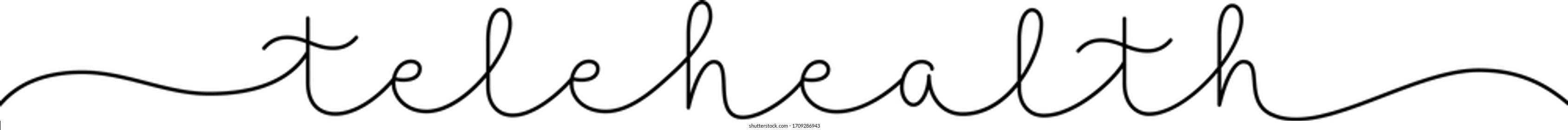 TELEHEALTH black vector monoline calligraphy banner with swashes