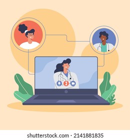 telehealth doctors staff in laptop
