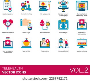Icono de Telesalud que incluye consejo, síncrono, telemedicina, sangre, presión, sangre, azúcar, cuerpo, peso, computadora, diagnóstico, ancianos, atención, emergencia, telemedicina, salud, aplicación, salud, revisión
