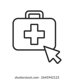 Telehealth, ícone em design de linha. Telesaúde, telemedicina, cuidados remotos, saúde digital, saúde pública, e-saúde, cuidados virtuais sobre o vetor branco de fundo. Telesaúde, ícone de traçado editável