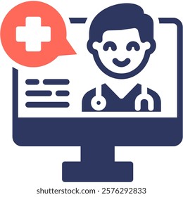 Telehealth Icon Mixed Vector Illustration
