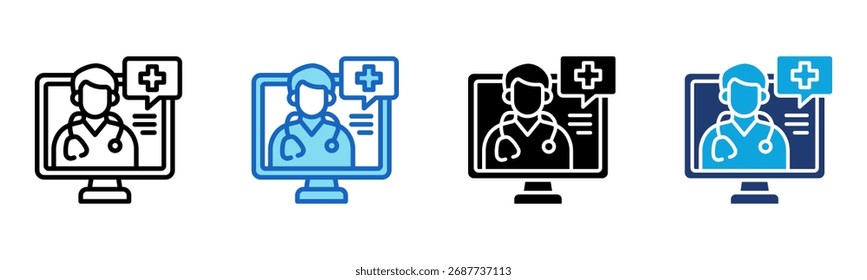 Telehealth icon Multi Style Vector Illustration
