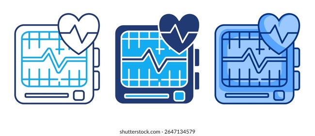 Ícone de telessaúde representado pelo médico na tela de laptop Azul, Dualline, Dualtone estilo.