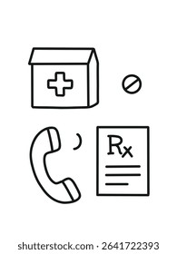 telehealth prescription icon,  doctor call and prescription