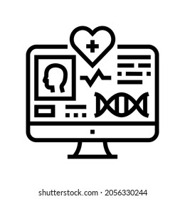 Telehealth Researching Line Icon Vector. Telehealth Researching Sign. Isolated Contour Symbol Black Illustration