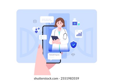 Telehealth Telemedicina Online Ilustração conceito médico