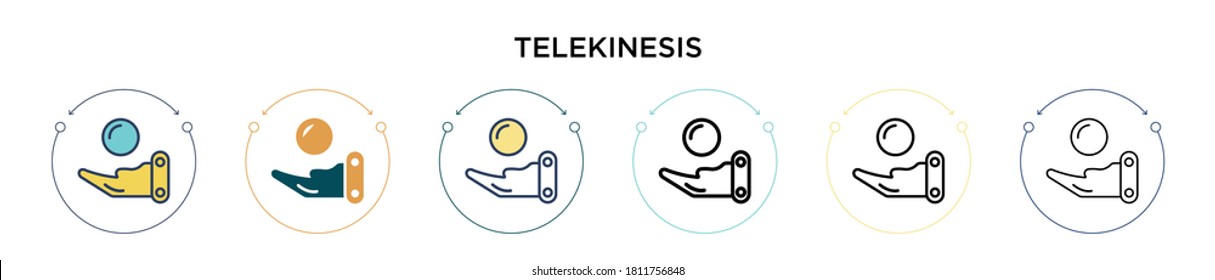 Telekinesis icon in filled, thin line, outline and stroke style. Vector illustration of two colored and black telekinesis vector icons designs can be used for mobile, ui, web