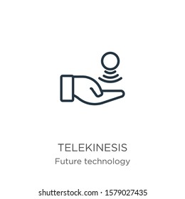 Telekinesis icon. Thin linear telekinesis outline icon isolated on white background from future technology collection. Line vector sign, symbol for web and mobile