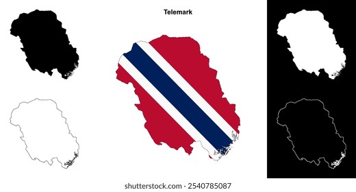 Telemark county outline map set