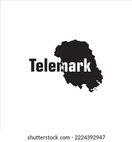 Telemark-Karte und schwarzes Buchstabendesign auf weißem Hintergrund