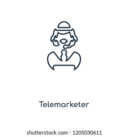 Telemarketer concept line icon. Linear Telemarketer concept outline symbol design. This simple element illustration can be used for web and mobile UI/UX.