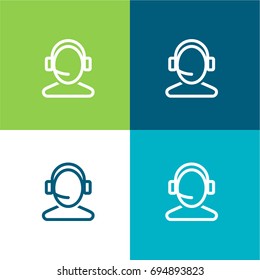 Telemarketer green and blue material color minimal icon or logo design