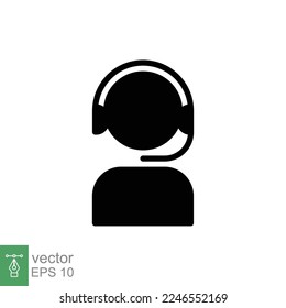 Telemarketer icon. Simple solid style. Call center operator with headset, customer service, telemarketing concept. Glyph black symbol. Vector illustration isolated. EPS 10.