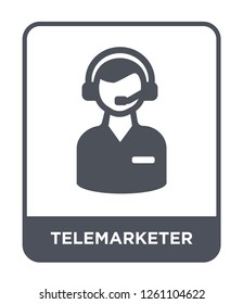 telemarketer icon vector on white background, telemarketer trendy filled icons from Customer service collection, telemarketer simple element illustration