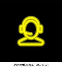 Telemarketer yellow glowing neon ui ux icon. Glowing sign logo vector