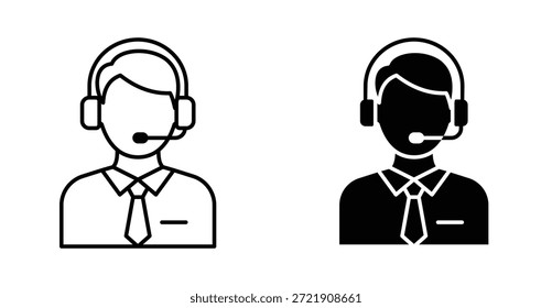 Conjunto de iconos de Telemarketers. Símbolo de Vector de Telemarketers en estilo negro relleno y delineado.