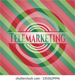 Telemarketing christmas emblem.