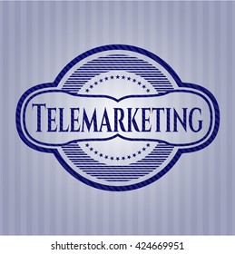 Telemarketing emblem with jean background